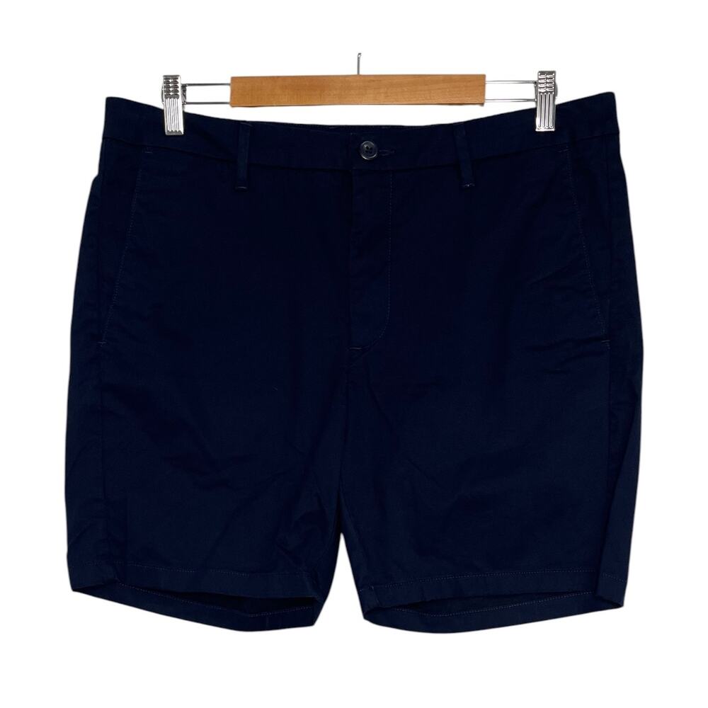 Quince Classic Stretch Chino Shorts Mens 36 Blue Flat Front 7 Inch Casual Cotton